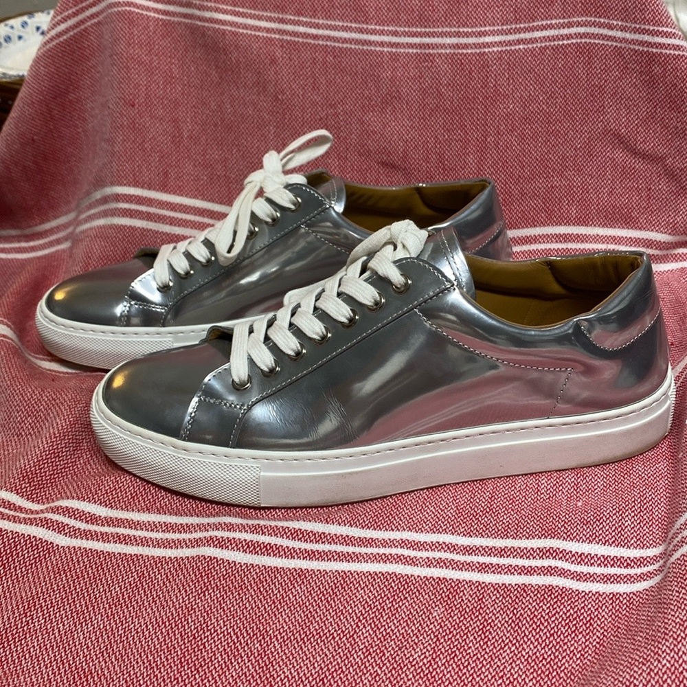Ralph Lauren Silver and White Sneakers Sleek Design